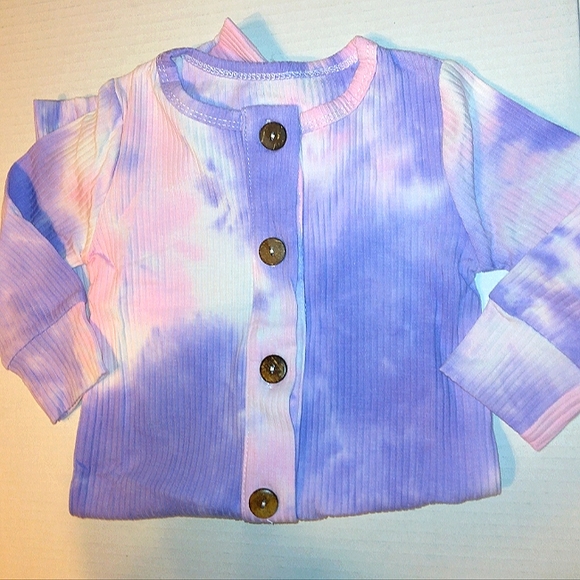 NWT Beautiful Girls Pink/Purple Ribbed Tie-dye Long Sleeve Button Down Romper - Picture 2 of 9